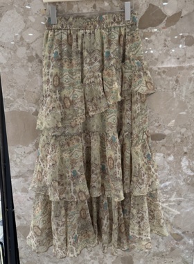 欧洲站2026春季新款时尚复古碎花气质百搭显瘦女蛋糕半身裙31526