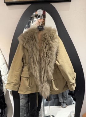 欧洲站2025冬季新款狐狸毛连帽设计感时尚百搭鹅绒服外套女251091