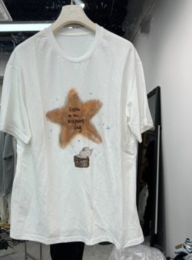 欧洲站2026夏季新款时尚韩系印花星星图案宽松减龄女士短袖6E132