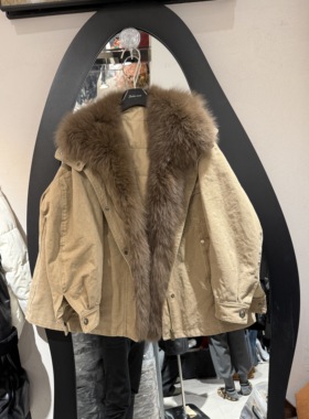 欧洲站2025冬季新款可拆卸狐狸毛领显瘦百搭保暖短款鹅绒服252053