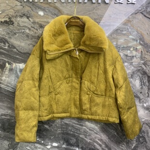 90鹅绒服潮2206 水貂毛翻领轻熟风百搭国风短款 欧洲站2025冬季 新款