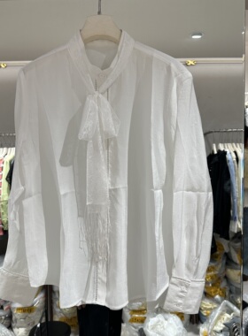 欧洲站2026春季新款领口系带流苏设计感小众气质百搭衬衫女611256