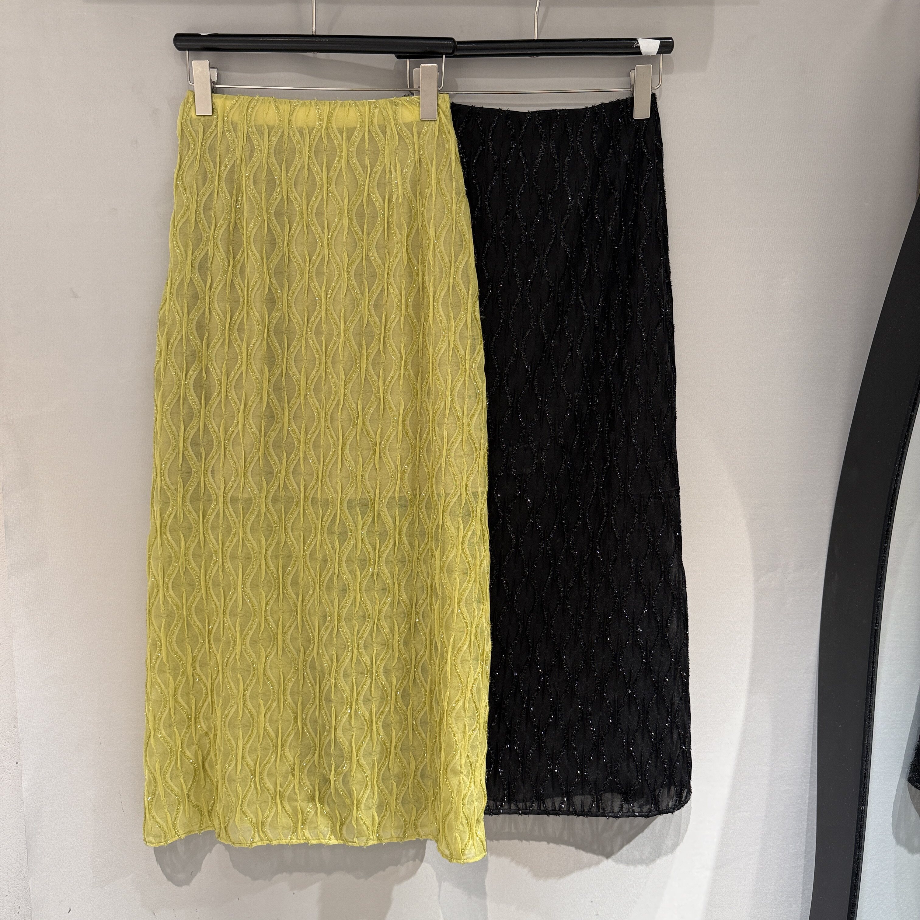 欧洲站2026春季新款法式轻熟风高腰气质显瘦直筒亮丝半身裙87292