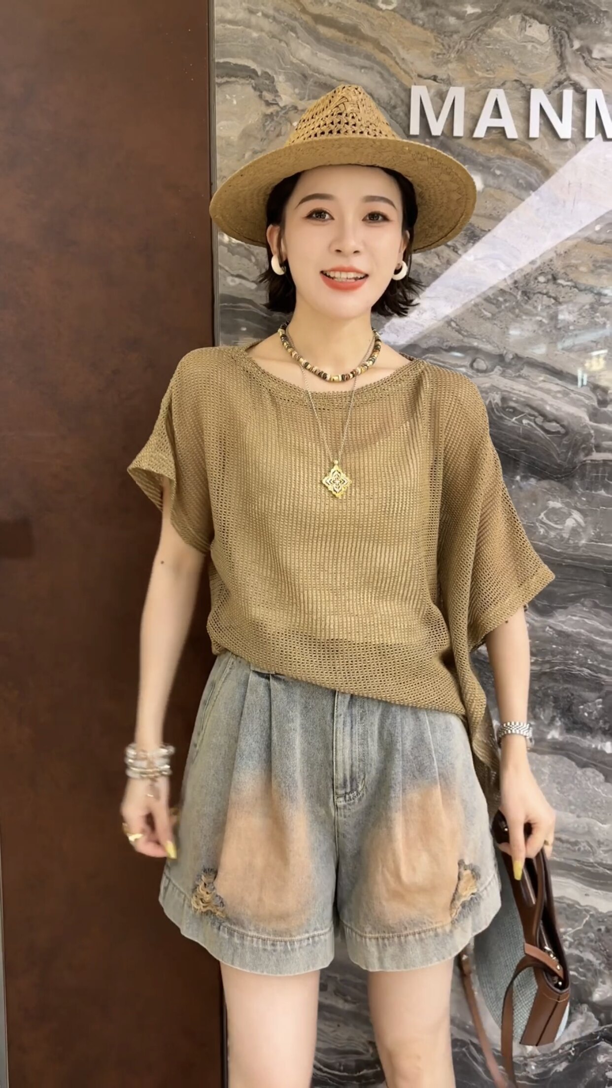 欧洲站2026夏季新款欧货短袖小网眼镂空飘带披肩款高级感女士上衣