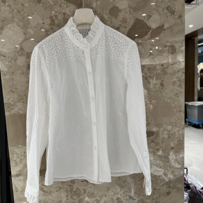 MILAN春季2026新款立领镂空钩花百搭通勤文艺感减龄款衬衫女115潮