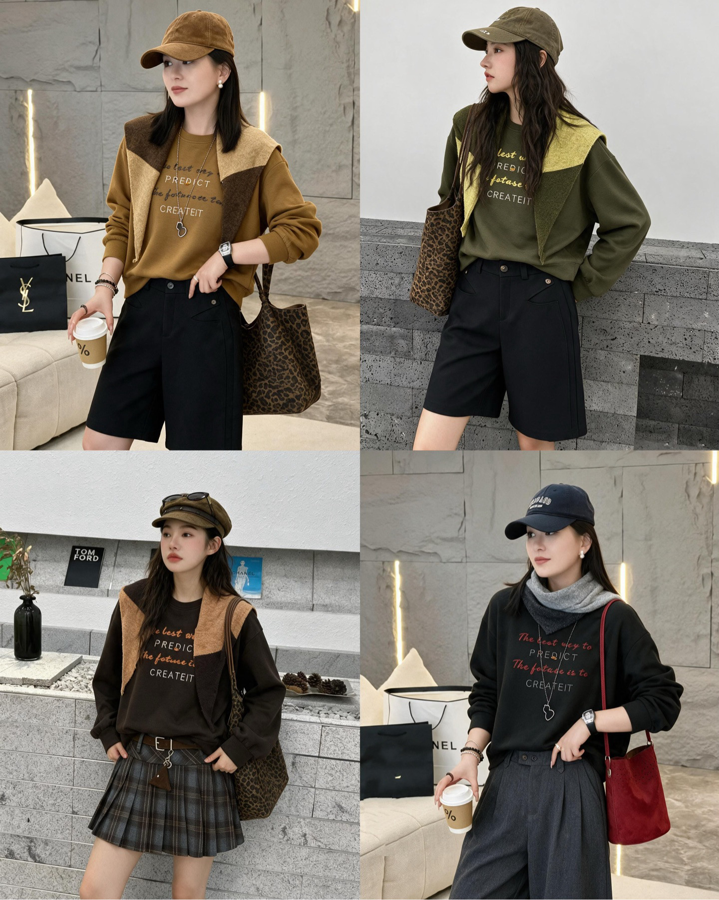 可可家欧货2026秋新品时尚学院风绣花字母配披肩减龄款卫衣女0224