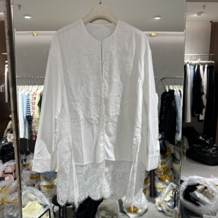 衬衫 欧洲站2026春季 35290 阔版 8圆领重工拼接蕾丝百搭时尚 新款 LW5