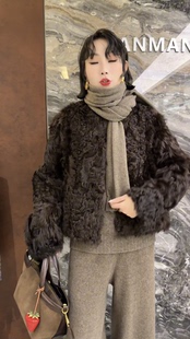 保暖外套 百搭小湖羊皮毛一体洋气减龄长袖 欧洲站2025秋冬新款 时尚