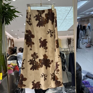 欧洲站2026春季新款松紧高腰印花百搭显瘦女人味鱼尾半身裙欧货潮