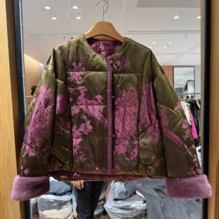 欧洲站2025冬季 圆领国风提花宽松显瘦百搭保暖白鹅绒外套5920 新款