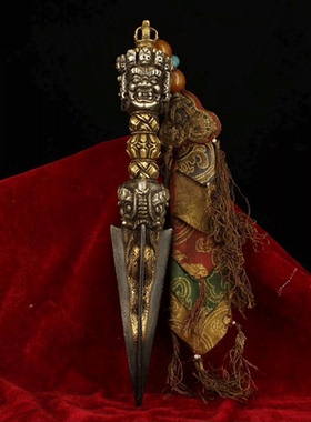 唯美纯铜普巴杵降魔杵金刚撅玄铁镶嵌法器玄铁尖尼泊尔工艺品