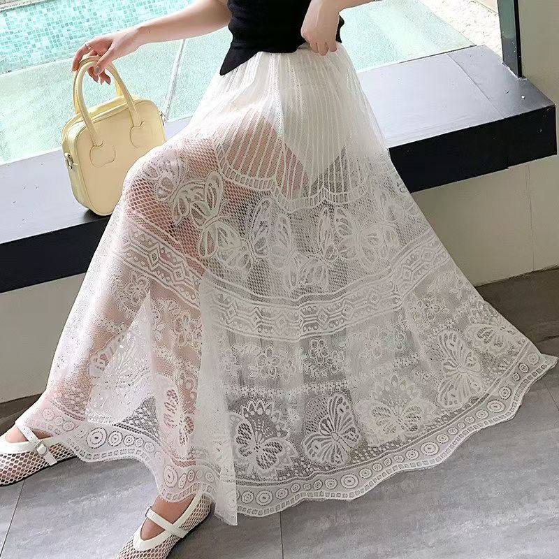 单层内搭衬裙百搭蕾丝旗袍网纱半身裙气质优雅日常穿白色仙女纱裙,女装/女士精品,半身裙,淘宝优惠券,粉丝福利购,淘宝优惠卷