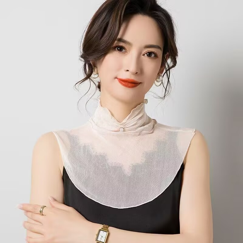 内搭夏天护颈围脖女真丝高领镂空假领子薄款网眼装饰潮假衣领图片