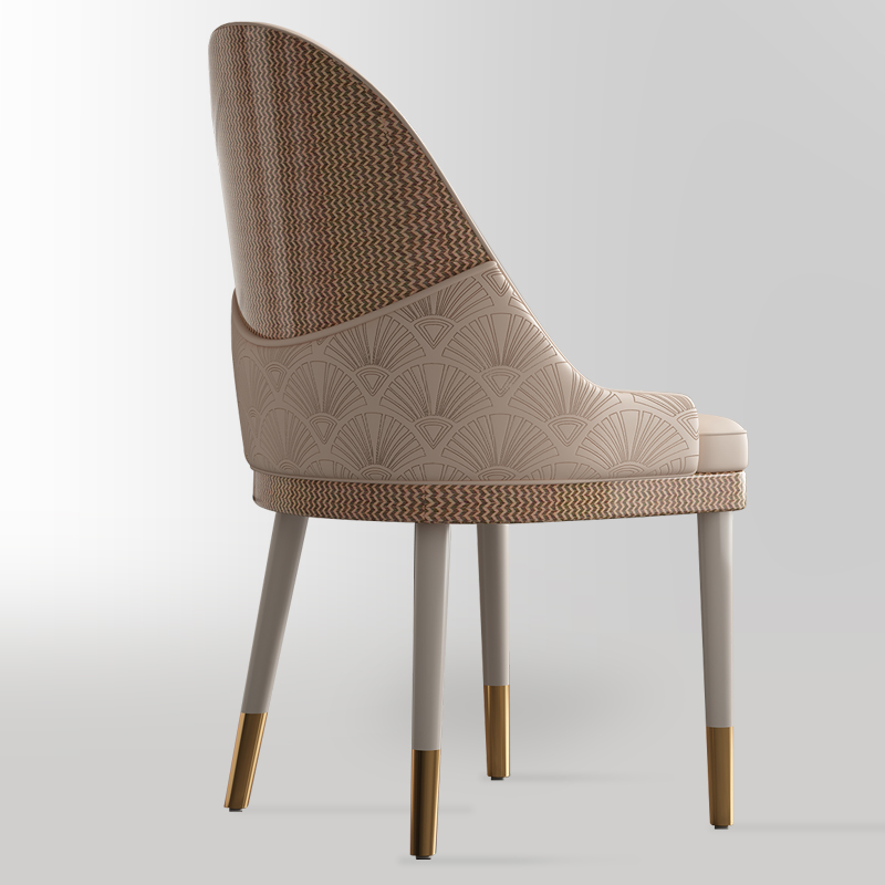 高端意式轻奢设计师真皮定制高端样板房别墅大平层烤漆双靠背餐椅