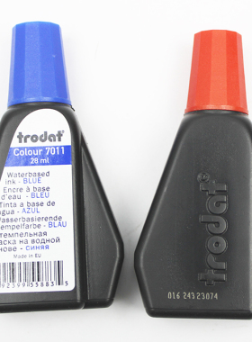 trodat回墨印章水性 7011印油 翻斗印台油墨红色28ML 7012大瓶黑