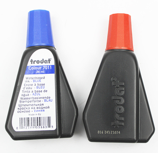 trodat回墨印章水性 7011印油 翻斗印台油墨红色28ML 7012大瓶黑