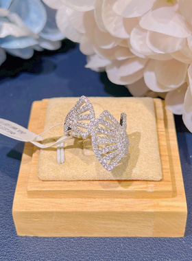 zacw.ly925银镶嵌合成立方氧化锆扇面戒指