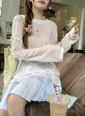 【小四专享】设计感星星印花长袖小众套头防晒T恤