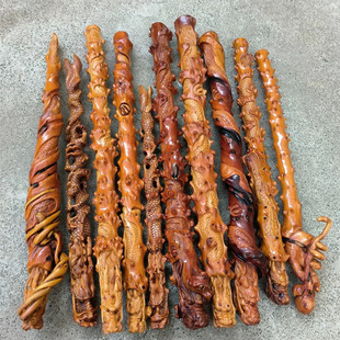 檬子木短棒根雕木雕手把件文玩防身棒手工棍敲腿按摩棒工艺品摆件