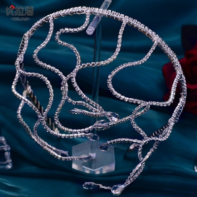 优拉潘 外贸奢华闪亮发饰新娘结婚婚纱搭配头饰水钻枝杈发箍HP467