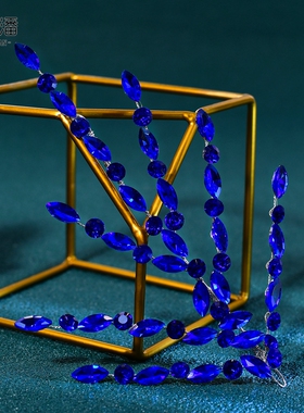 优拉潘 HP902新款简约新娘压发发饰造型款头饰蓝色闪钻晚礼服配饰