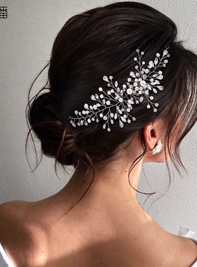 优拉潘 HP84复古新娘水晶发带盘头造型头饰原创设计手工百搭发饰