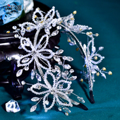 优拉潘HP875精致新娘仙气发箍水晶花朵水钻头饰晚会舞会婚礼配饰