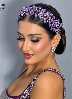 优拉潘 HP608优雅新娘头饰发箍高颅顶闪钻串珠发饰写真影楼配饰