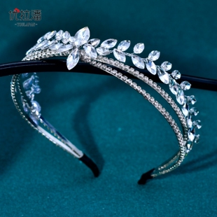 优拉潘 新款新娘婚纱礼服发箍头饰水钻花朵法式婚礼宴会配饰HP929