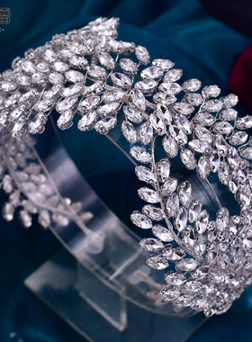 优拉潘 头饰新娘舞台表演造型发饰水钻婚礼发箍饰品演出配饰HP444