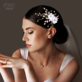 优拉潘 HP899精致新娘头饰发夹香槟水钻水晶串珠花朵发饰仙美婚饰