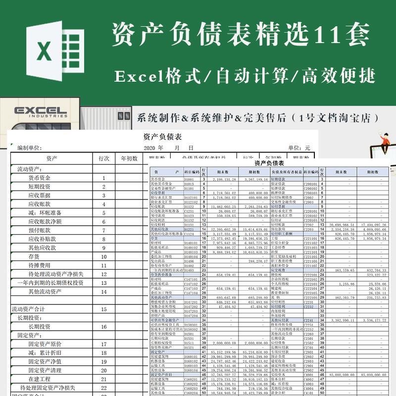 财务资产负债表excel表格自动计算带公式模板 资产负债表电子版