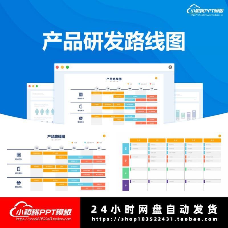 产品研发线路图表项目管理进度流程信息图表进度分析规划PPT模板
