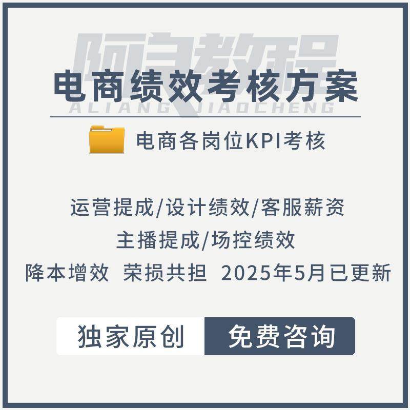 电商公司岗位员工kpi薪酬绩效考核方案直播主播运营客服提成表格