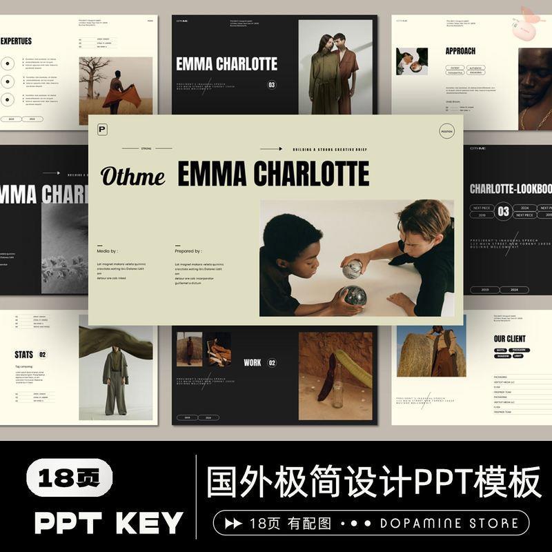 国外极简设计杂志高级感摄影师艺术作品集个人简介PPT模板keynote