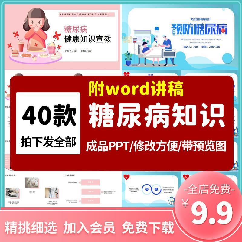 医学防治糖尿病PPT模板医生医院医疗治疗世界糖尿病日宣教宣讲