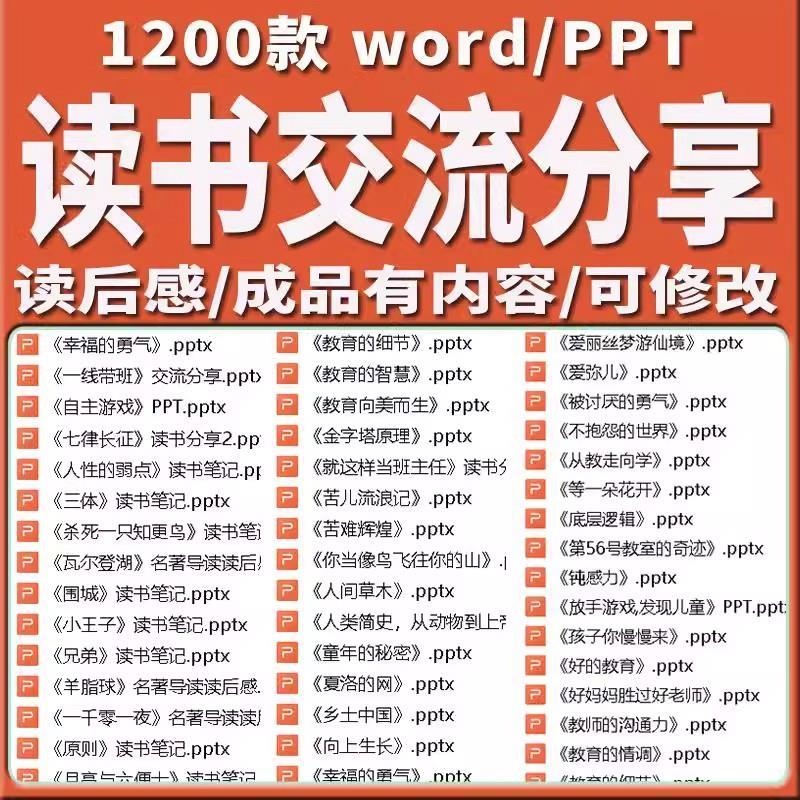 教师读书分享ppt成品课件文献阅读笔记读后感word模板读书报告