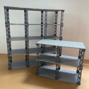 MOC小颗粒积木多层人仔展示支架柱子停车场摆设底板瞭望塔台零件