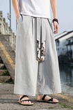 2025春夏新款大码宽松仙鹤飘带长裤休闲裤灰色K115-P55，男装休闲裤，电商B277A（原A068）
