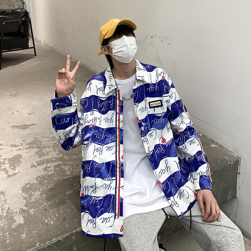 2025春季新款港风原创衬衣夹克波普风织带印花衬衫外套 GC01-P45图片