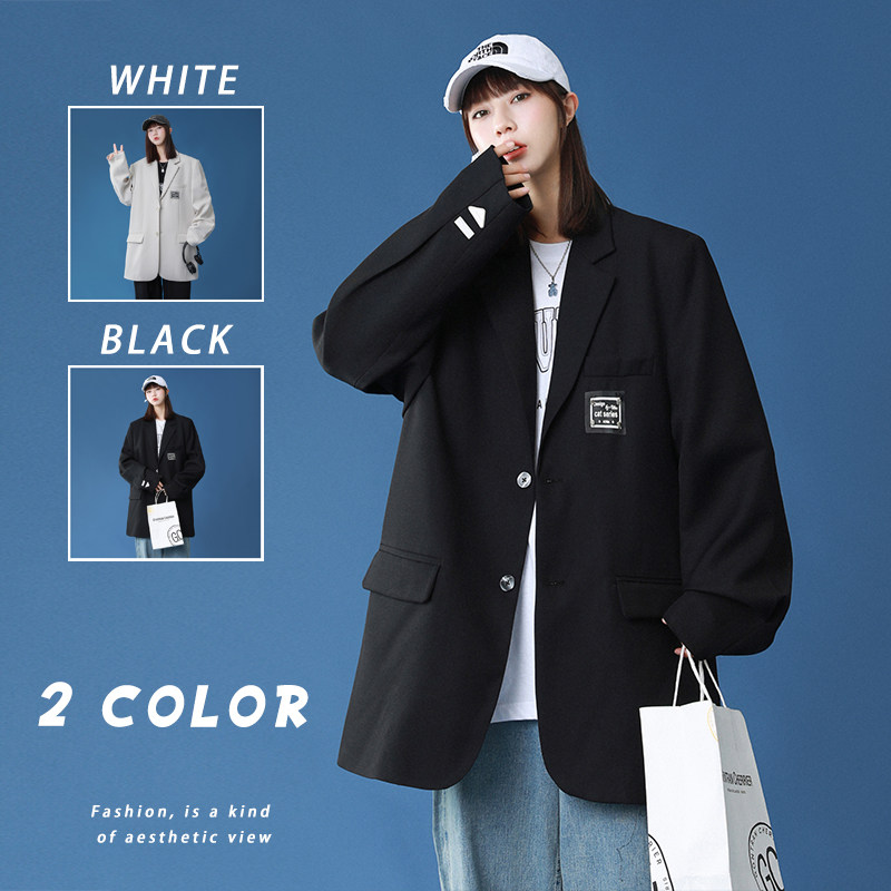 2025秋季新款港风原创西服韩版os休闲西服外套黑GX05-P115，男装西服，电商B277A（原A068）