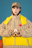 2025冬季新款港风格子拼接面包服棉衣夹克男女外套黄GM10P125，男装夹克，电商B277A（原A068）