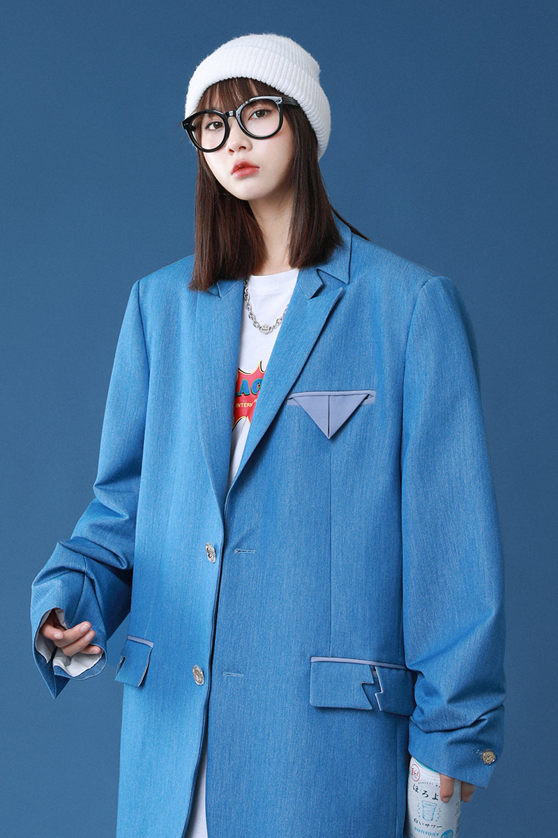 2025春季原创通勤小西装天丝仿牛仔异形领休闲西服外套GX09-P95,男装西服套装,电商B277A（原A068）