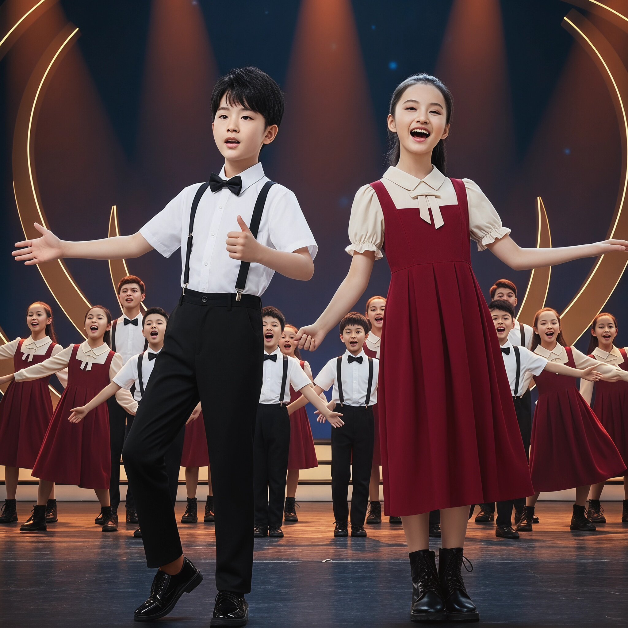 元旦儿童合唱演出服中小学生诗歌学院朗诵红色演讲比赛主持人礼服