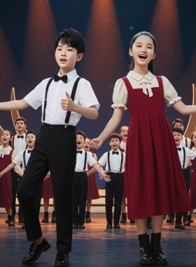 元旦儿童合唱演出服中小学生诗歌学院朗诵红色演讲比赛主持人礼服