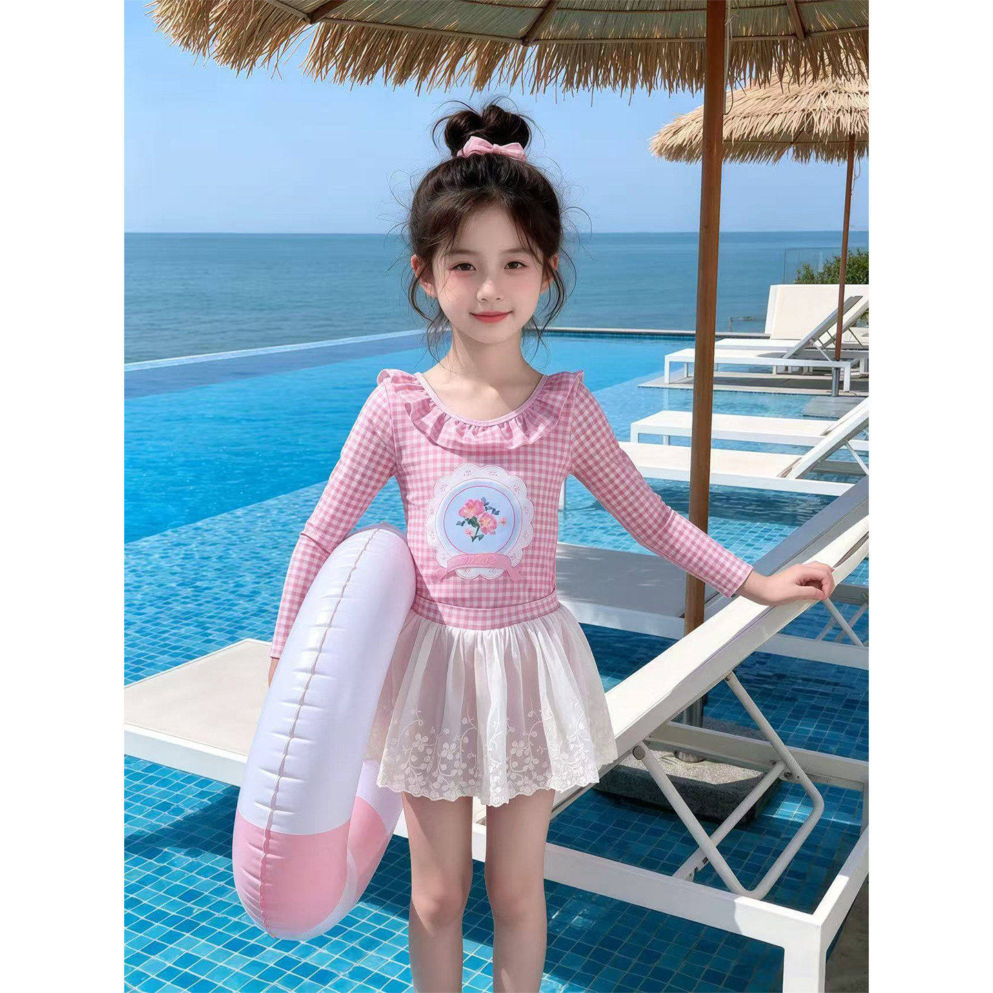 女童泳衣夏装2026新款儿童长袖防晒泳装绝美女宝超好看游泳衣套装