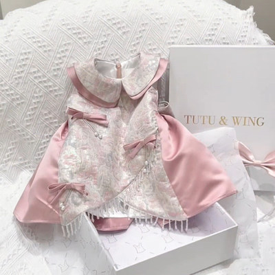 新中式周岁礼服女童宝宝连衣裙夏季新款婴幼儿童抓周生日公主裙子