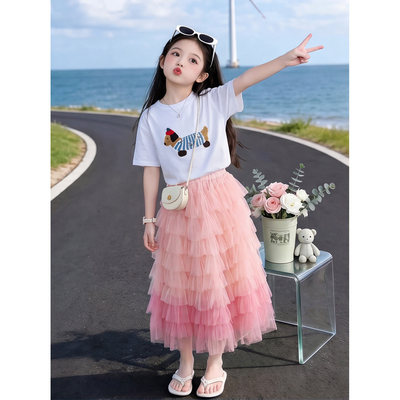 女童2026夏季甜美卡通狗印花短袖