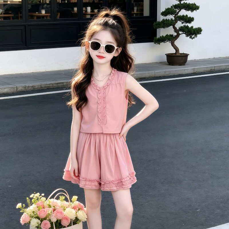 女童韩系高级感穿搭套装夏季半身裙夏装花边短裙巨好看2026新款潮