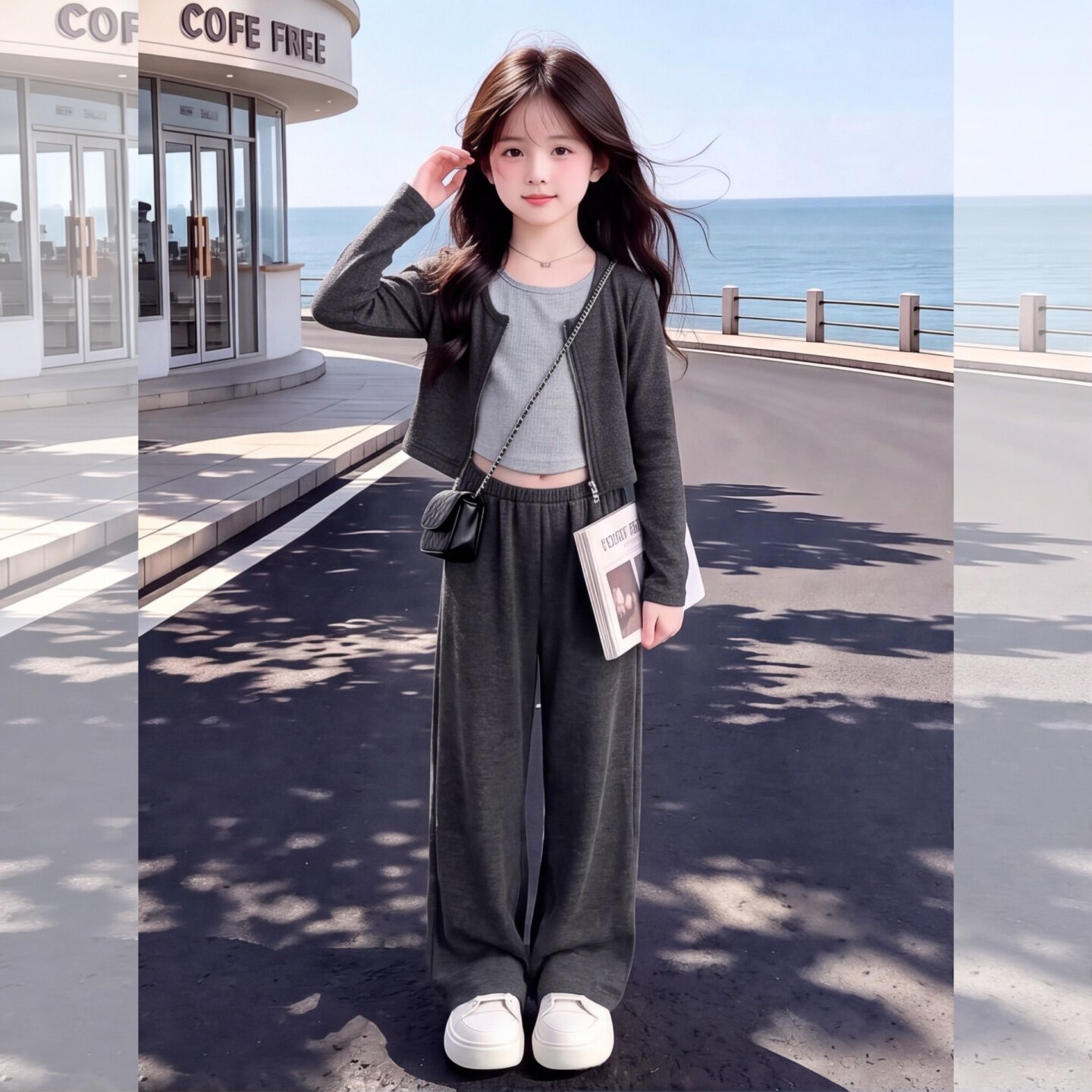 女童秋季新款洋气时髦两件套2026女孩初秋童装休闲针织套装中大童